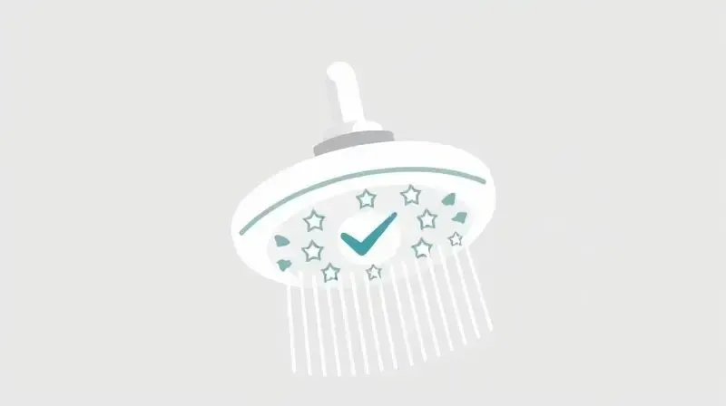 Ícone de qualidade e aprovação para um chuveiro, simbolizando uma análise positiva e confiabilidade.