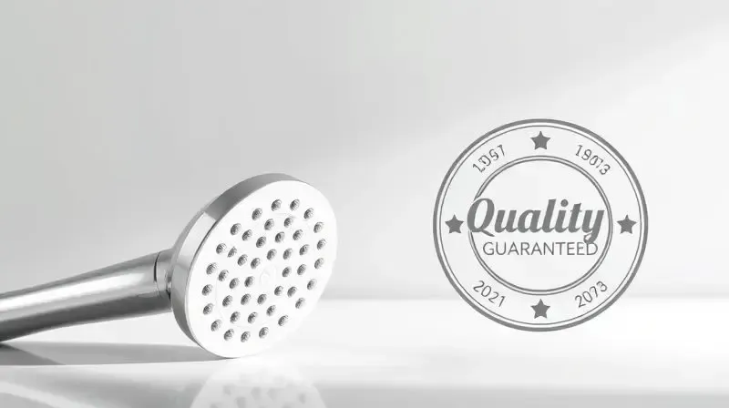 Imagem conceitual representando a confiabilidade da marca, com uma ducha de qualidade em destaque ao lado de um selo de garantia.