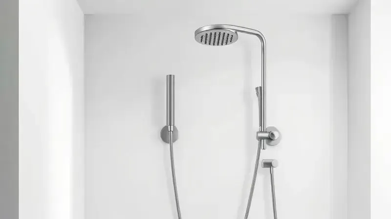Ducha manual moderna acoplada ao sistema de chuveiro principal, exemplificando as funcionalidades extras e a tecnologia para maior conforto no banho.